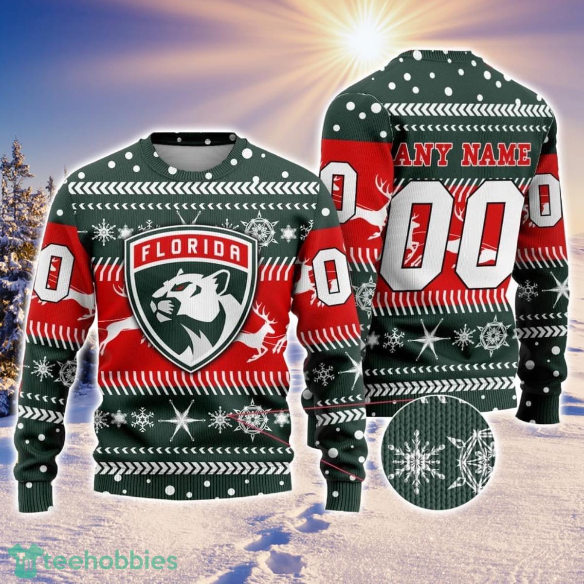 NHL Florida Panthers Personalized Name And Number 3D Sweater For Christmas Holiday Personalized Gift