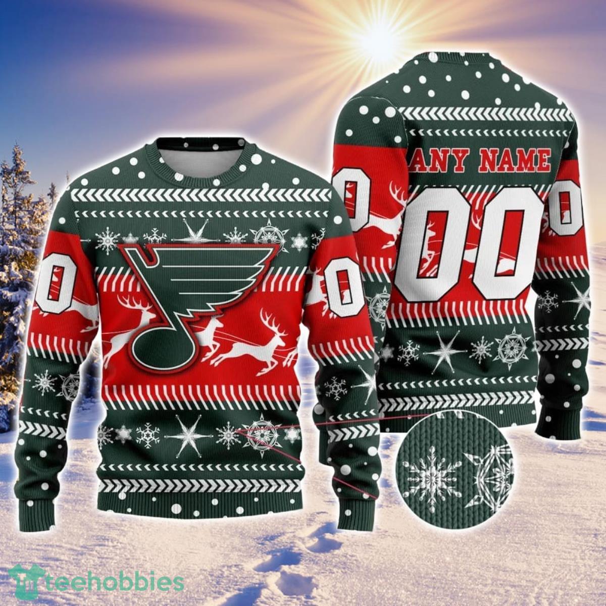 NHL St. Louis Blues Personalized Name And Number 3D Sweater For Christmas Holiday Personalized Gift
