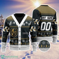 NHL Vegas Golden Knights Personalized Name And Number All Over Print 3D Ugly Christmas Sweater Christmas Gift