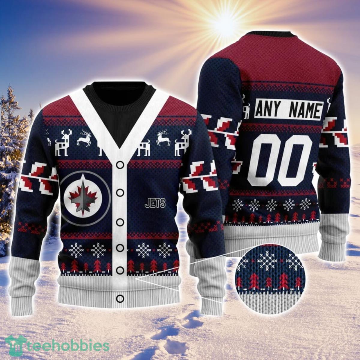NHL Winnipeg Jets Personalized Name And Number All Over Print 3D Ugly Christmas Sweater Christmas Gift