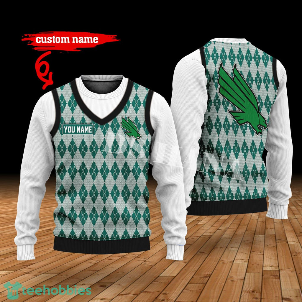 North Texas Mean Green Custom Name New Style Sweater Ghile Style 3D Print Christmas Sweater