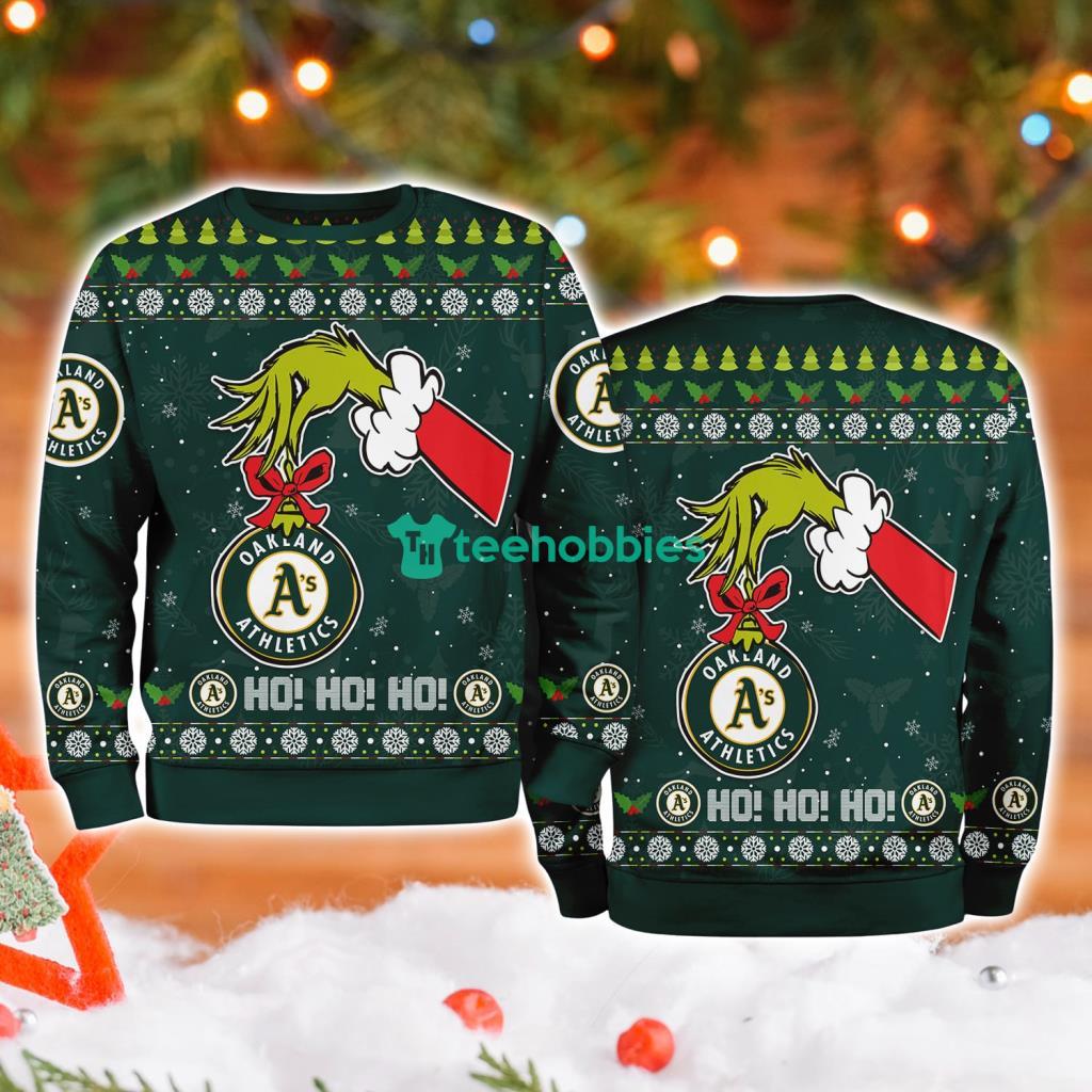 Oakland Athletics Mlb Grinch Hand Ugly Christmas Sweater 3D