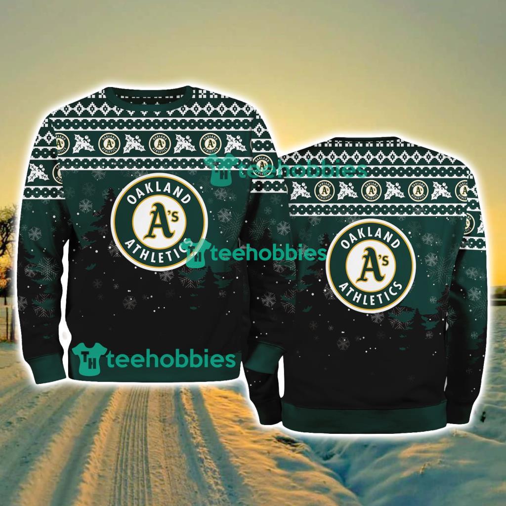 Oakland Athletics MLB Knitting Pattern Christmas Tree Pine Happy Ugly Sweater Merry Chistmas