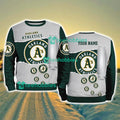 Oakland Athletics MLB Sporty Color Custom Name Christmas Ugly Sweater Gift For Fans