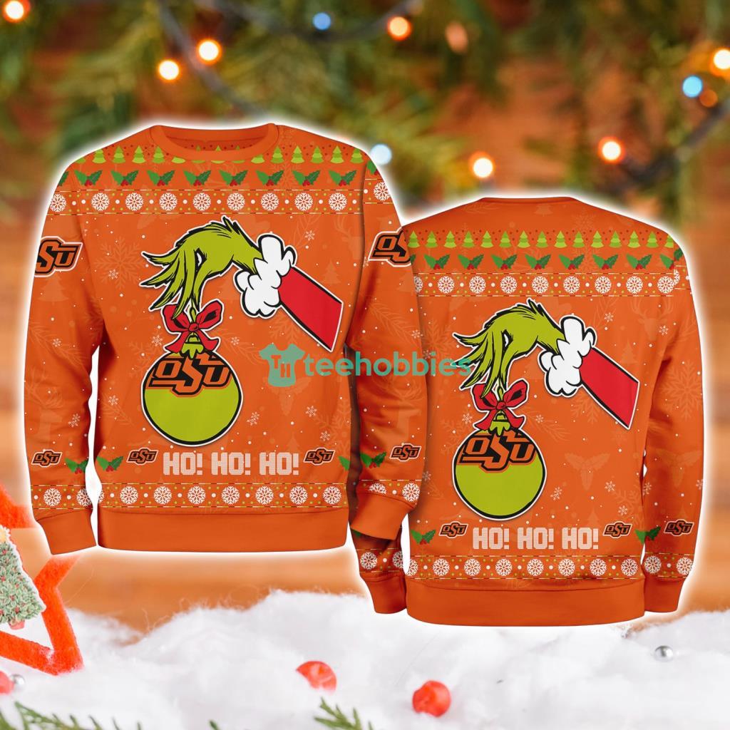 Oklahoma State Cowboys Ncaa Grinch Hand Ugly Christmas Sweater 3D