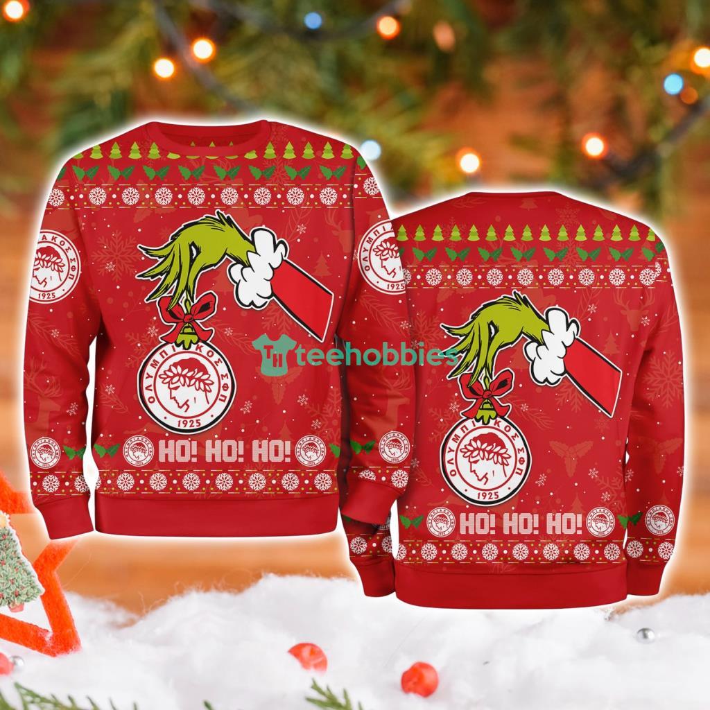 Olympiacos Fc Grinch Hand Ugly Christmas Sweater 3D