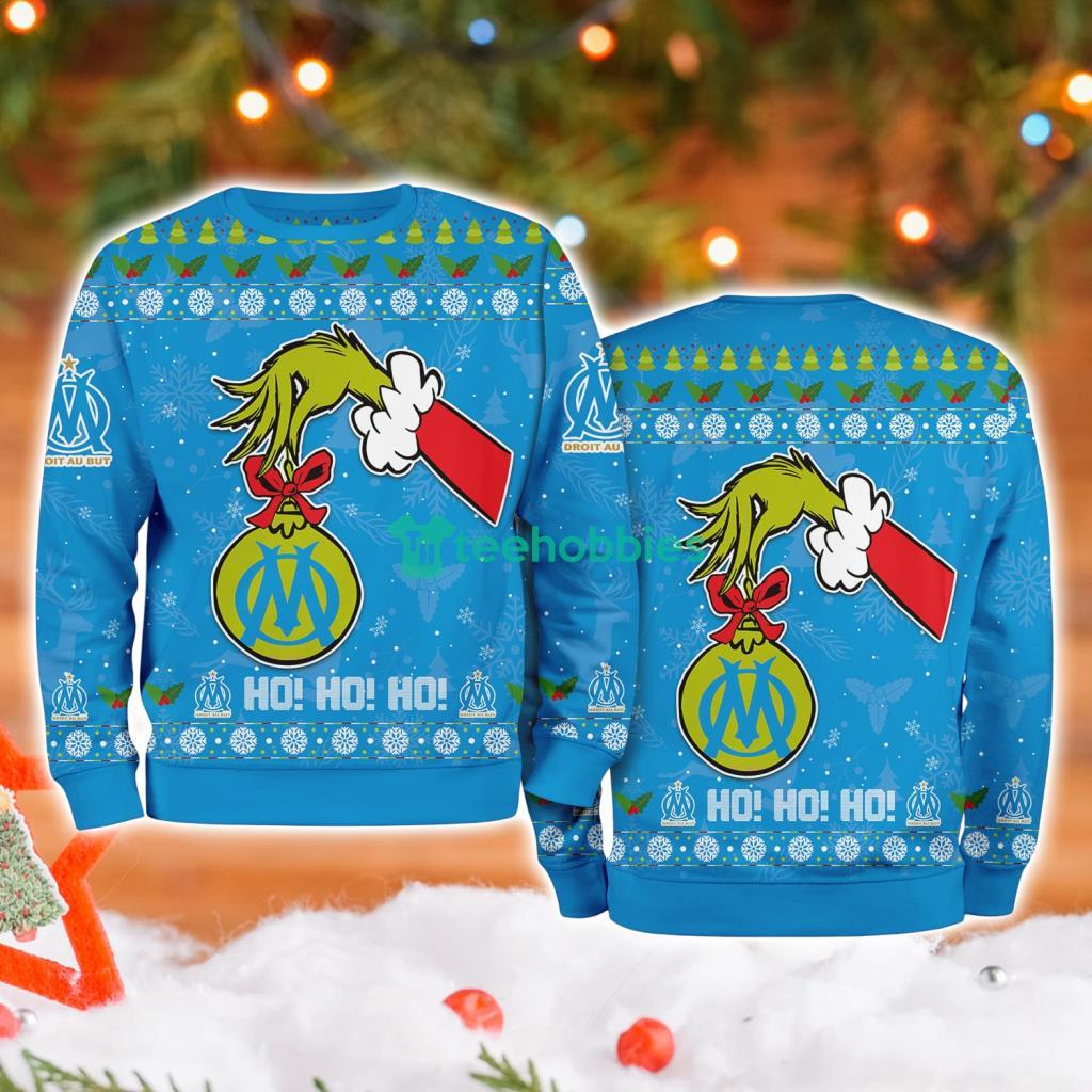 Olympique Marseille Grinch Hand Ugly Christmas Sweater 3D