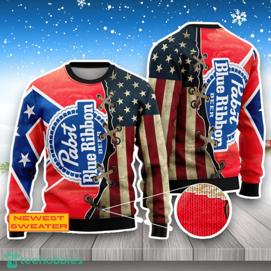 Pabst Blue Ribbon USA Flag 3D Sweater For Men Women