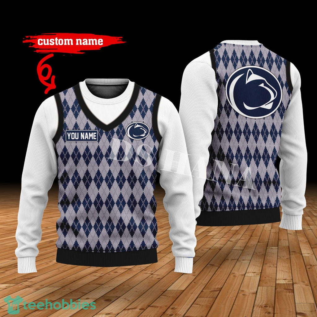 Penn State Nittany Lions Custom Name New Style Sweater Ghile Style 3D Print Christmas Sweater