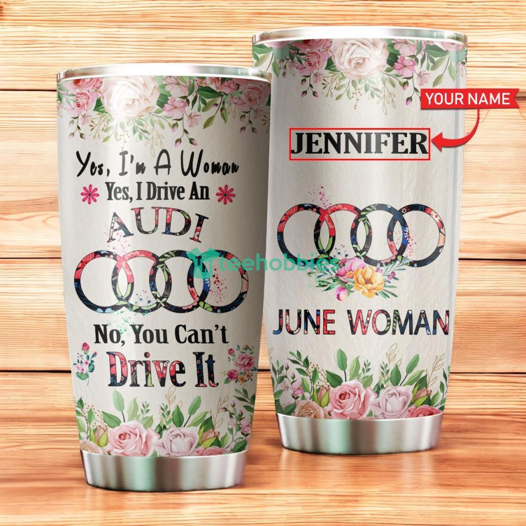 Personalized Audi June Woman Flower Stainless Steel Tumbler