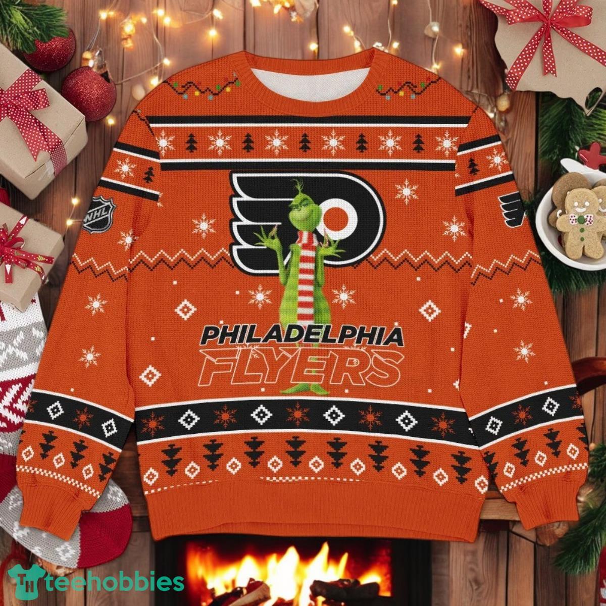 Philadelphia Flyers NHL Grinch Ugly Christmas Sweater Team Holiday Christmas Gift
