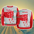 Philadelphia Phillies MLB Sporty Color Custom Name Christmas Ugly Sweater Gift For Fans