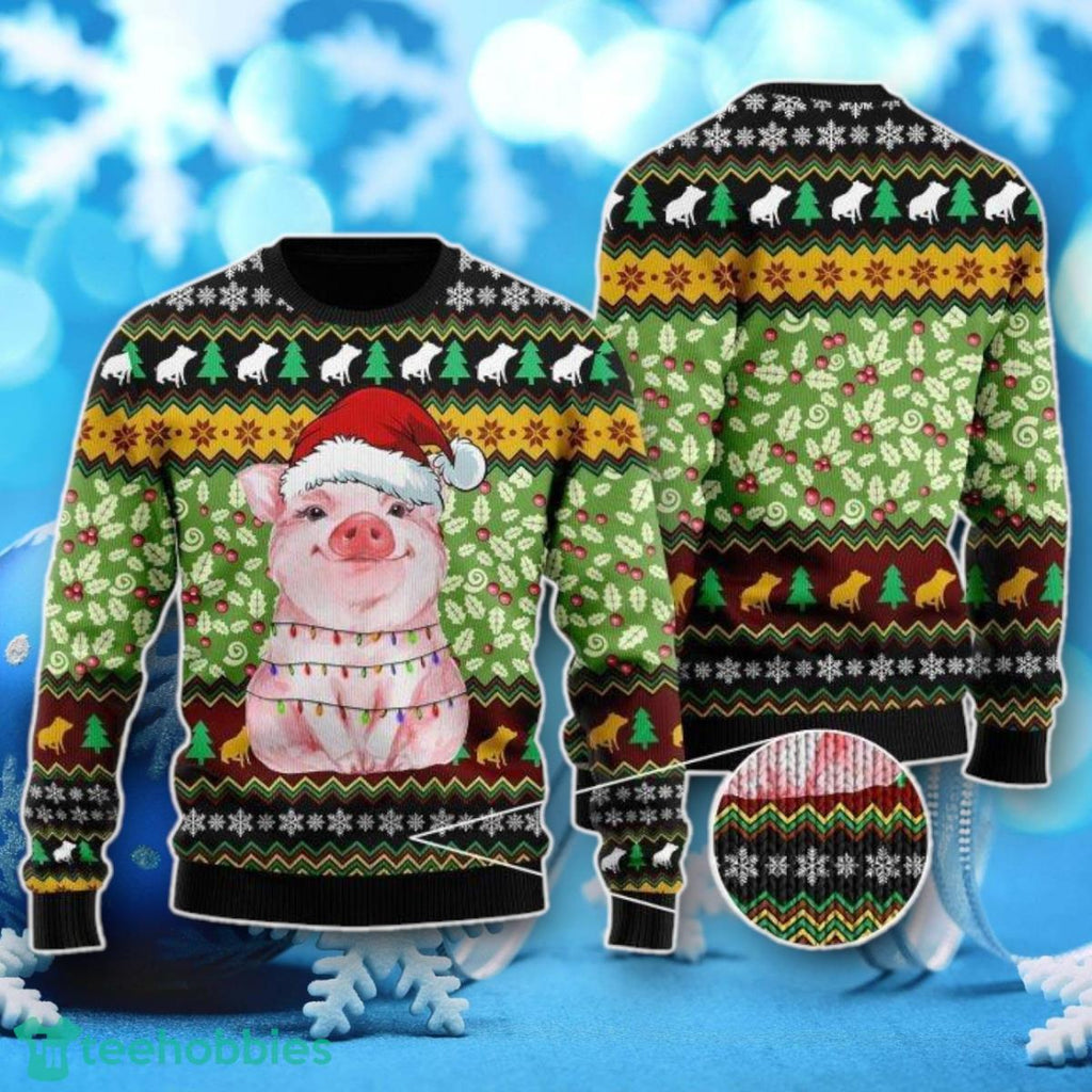 Piggy With Christmas Light Ugly Christmas Sweater Unique Gift For Men Women