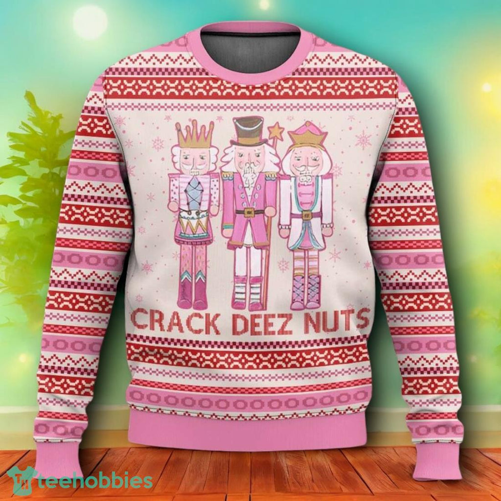 Pink Nutcracker Crack Deez Nuts Ugly Christmas Sweater For Men Women