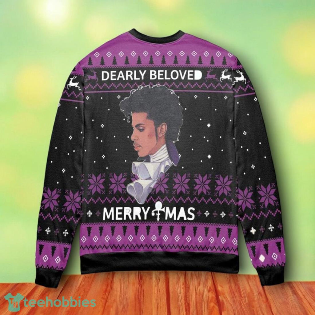 Prince Dearly Beloved Merry Christmas Black Purple Ugly Christmas Sweater For Men Women Christmas Gift
