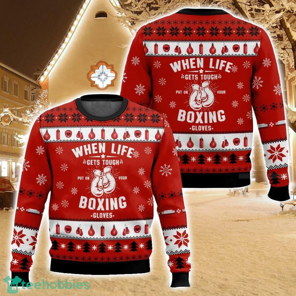 Put on Boxing Gloves Ugly Christmas Sweater For Men And Women Christmas Holiday Gift Family Gift