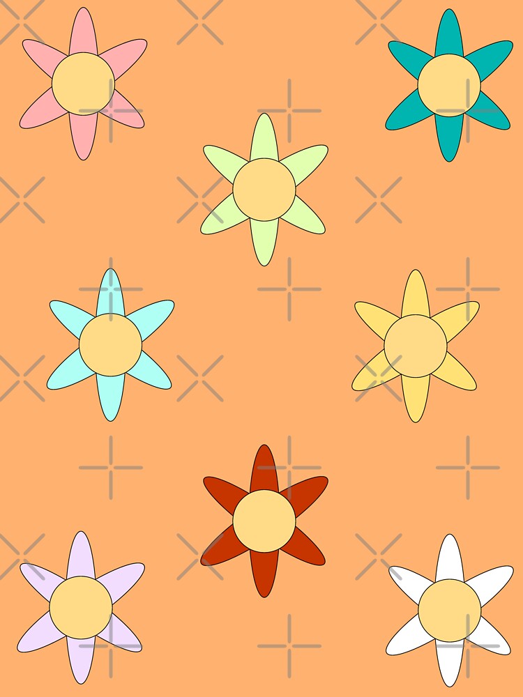 Retro 70s Groovy Spring Flowers Pattern by jays-artworks