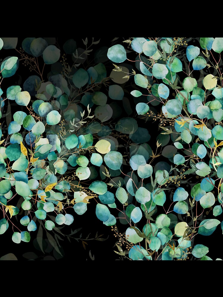 Seamless pattern of green eucalyptus watercolor leaves by Createssy