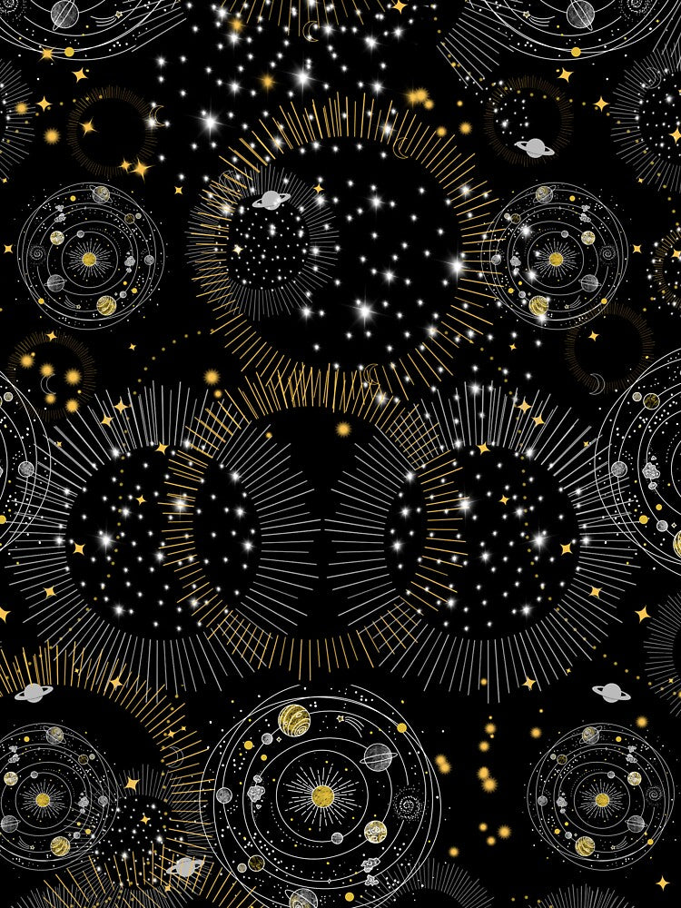 Celestial illustration of stars, moon and sun, space, galaxy by MugDesignStore