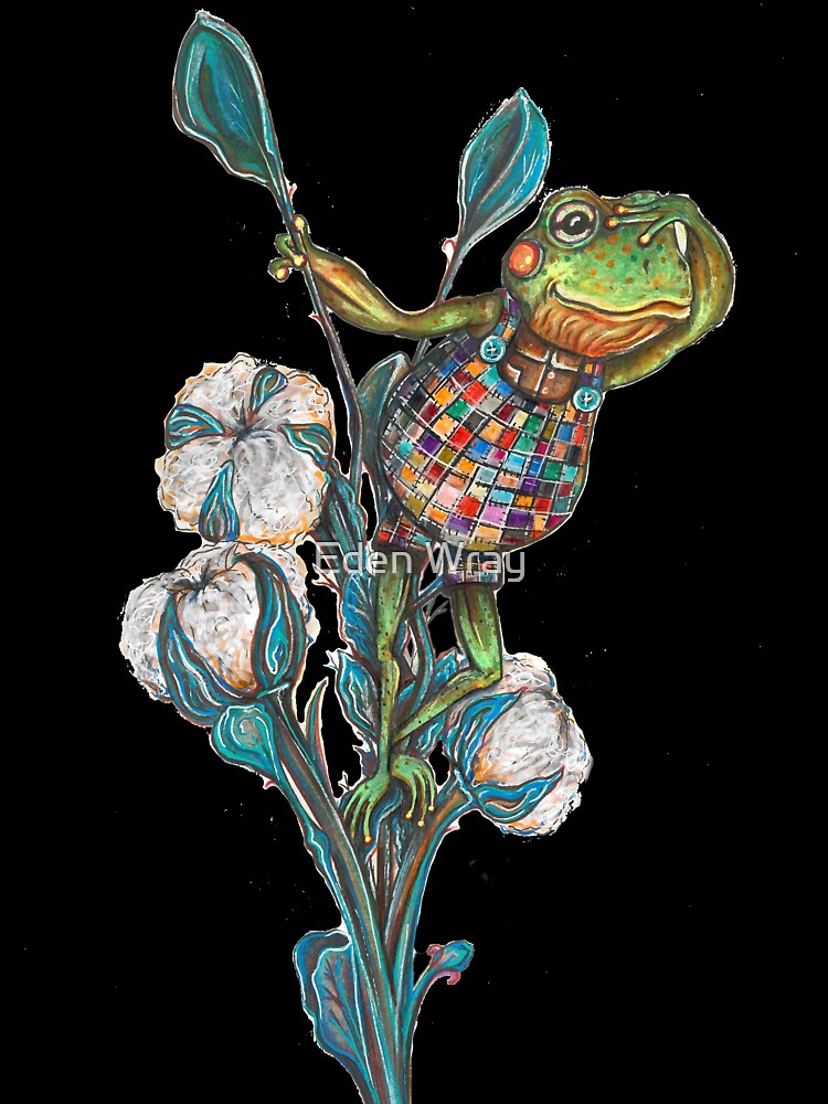 Frog in Patchwork Overalls by EdenWrayArt