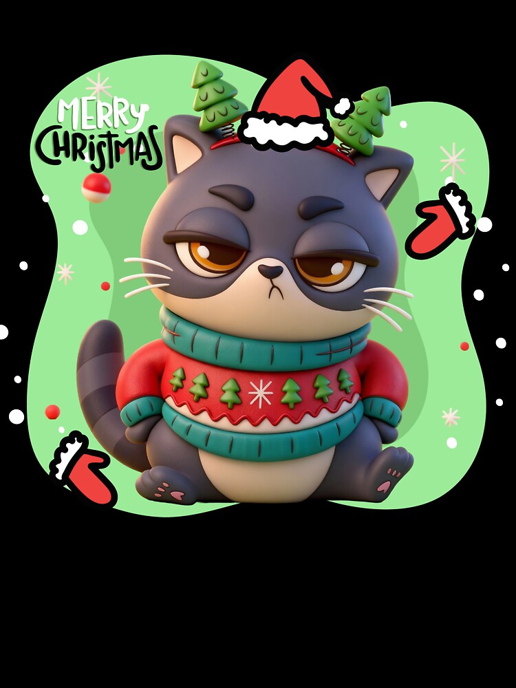 Merry Christmas Cat bad mood Oversized T-Shirt by moodlyx