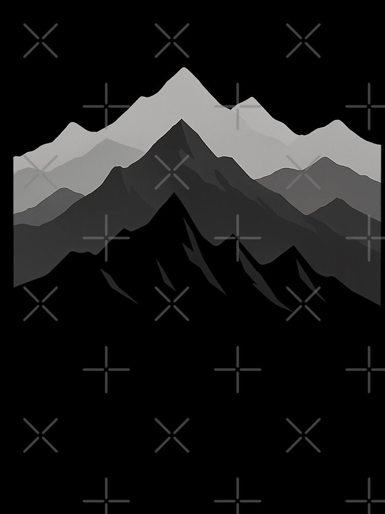 Mountain Range Silhouette Art - Minimalist Alpine Landscape Design by CreativeVisionsHub