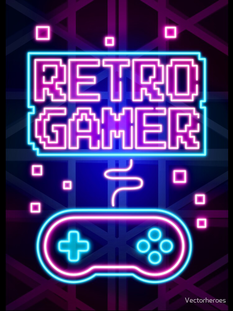 Retro Gamer Neon Art Typography by Vectorheroes
