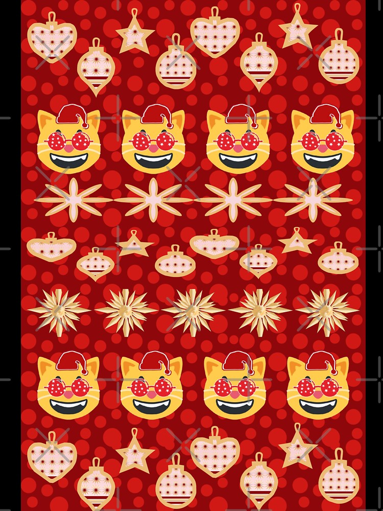 Cute Christmas Cat Pattern – Festive Kawaii Holiday Cats & Ornaments Design by HopeAndHustle