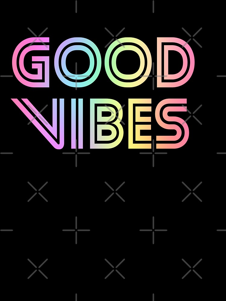 Gradient Rainbow Spectrum Stripes 3D Extruded Retro Vintage Sans Serif Display Typography Good Vibes Quotes by Cawaiico