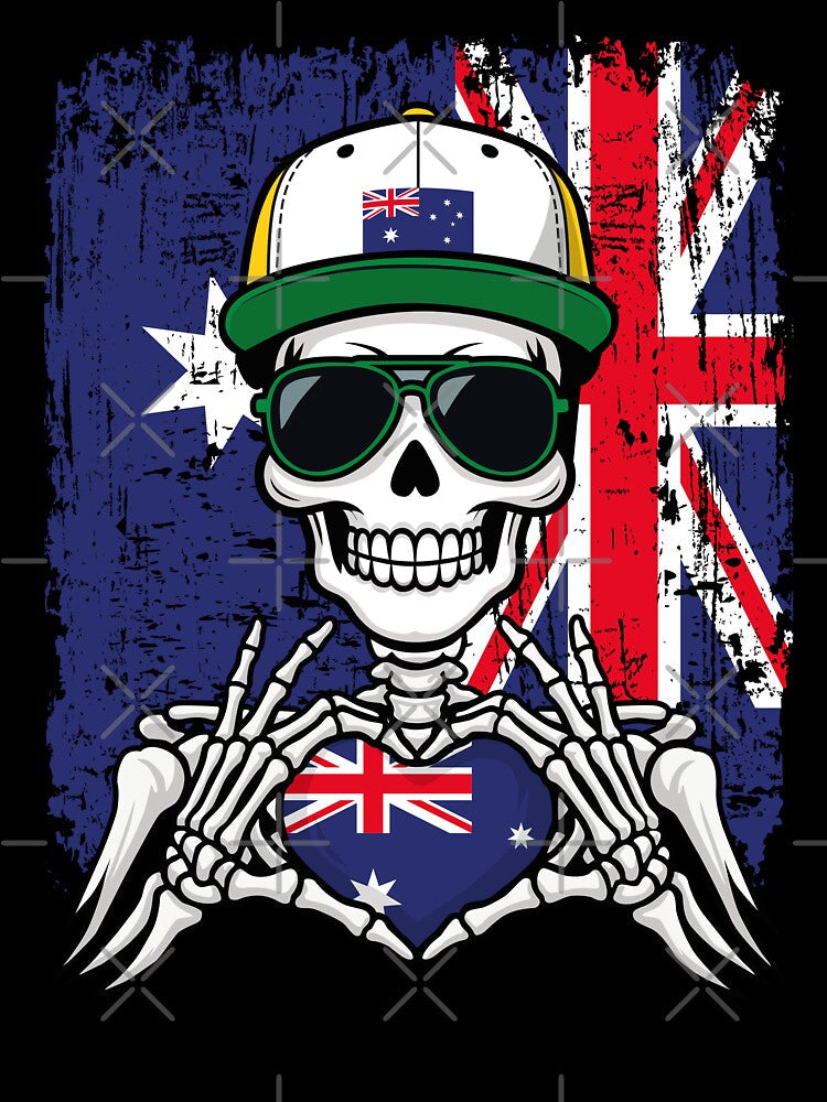 Australian Pride Skeleton Art Tee by Colorful Designs Unisex , , , Long Sleeve Tee