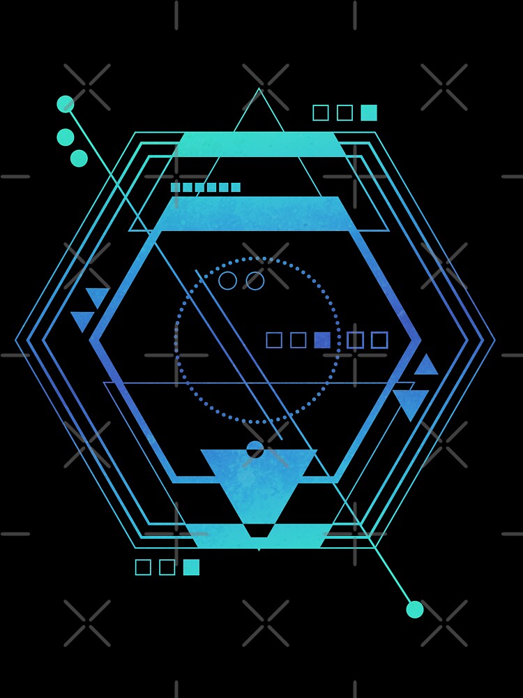 Blue Geometric galaxy ciberpunk abstract by Carolina Salazar