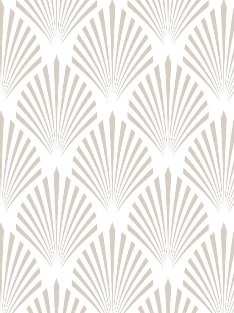 Tan and White Elegant Scallop Fan Pattern Coordinates w/ Dutch Boy 2022 Popular Color Warmed Silver 440-1DB - Colour Trends - Hue by ColorOfTheYears