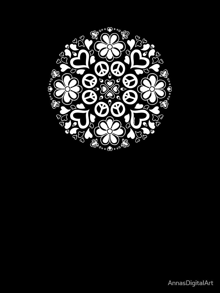 Peace and love collection (White mandala, pink background) by AnnasDigitalArt