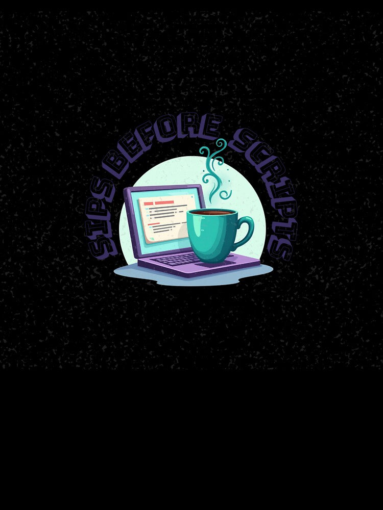 Sips Before Scripts | Coffee for Coders – Dev Sticker & Shirt Design by MasterShiffu