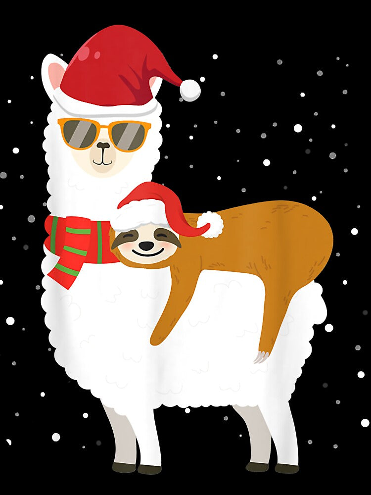 Sloth Riding Llama Funny Santa Hat Christmas Pajama by NormaEng