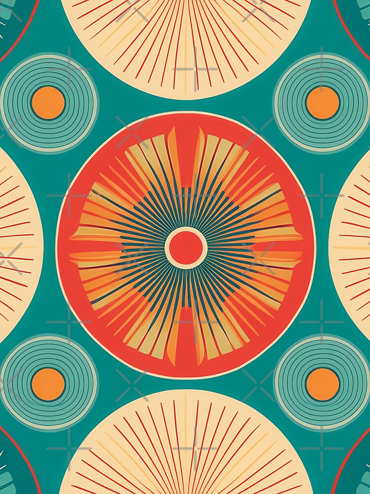 A retro-inspired medallion pattern design with bold, graphic medallions and vintage colors. by HEMRO