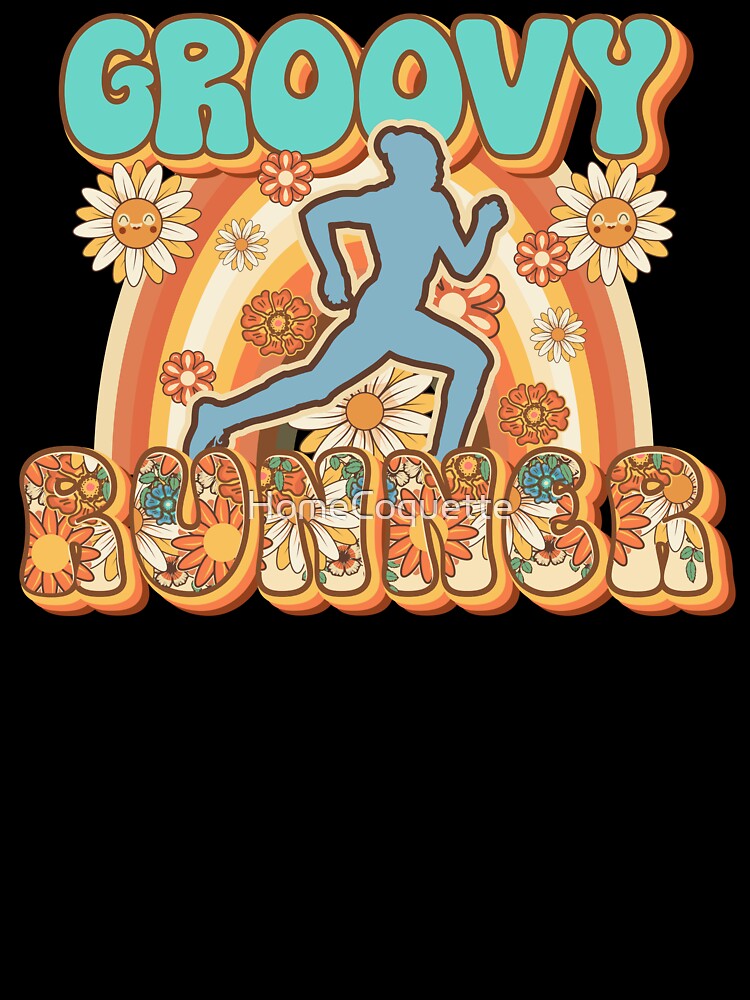 Groovy Runner retro quote  gift for running Vintage floral pattern by HomeCoquette