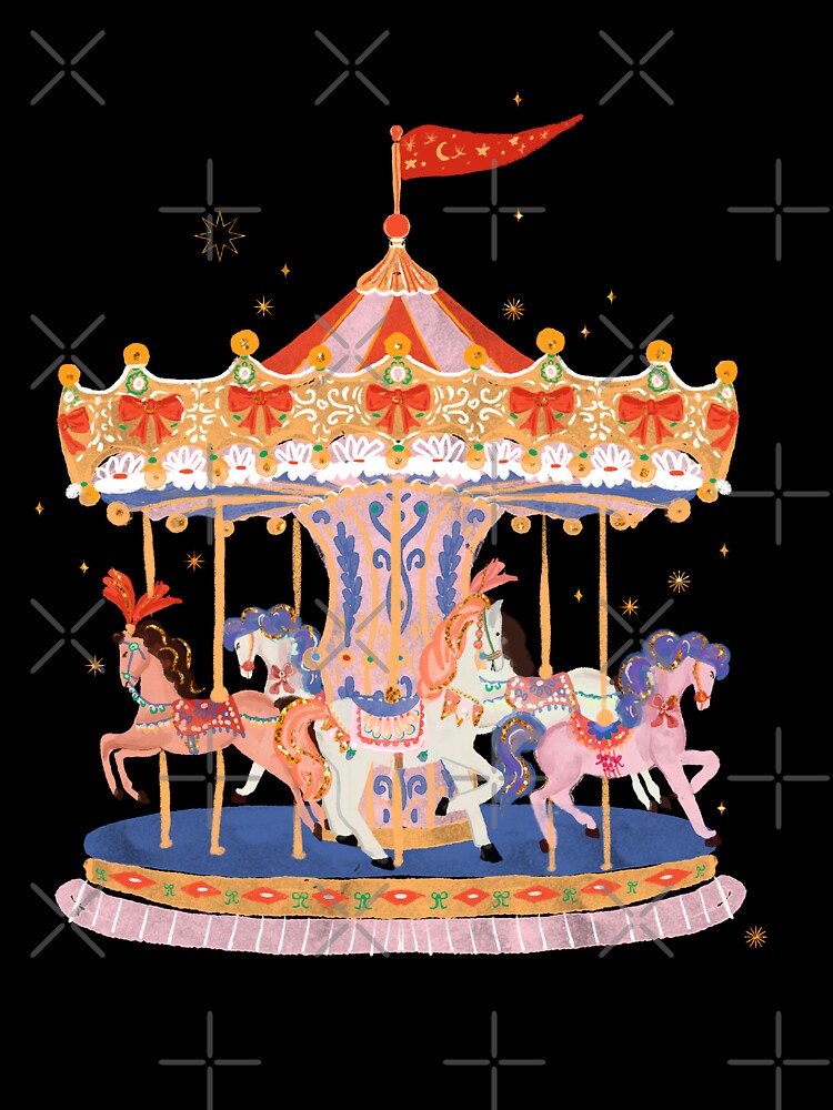 Whimsical Carousel Ride Illustration – Playful Vintage Charm by AKart19