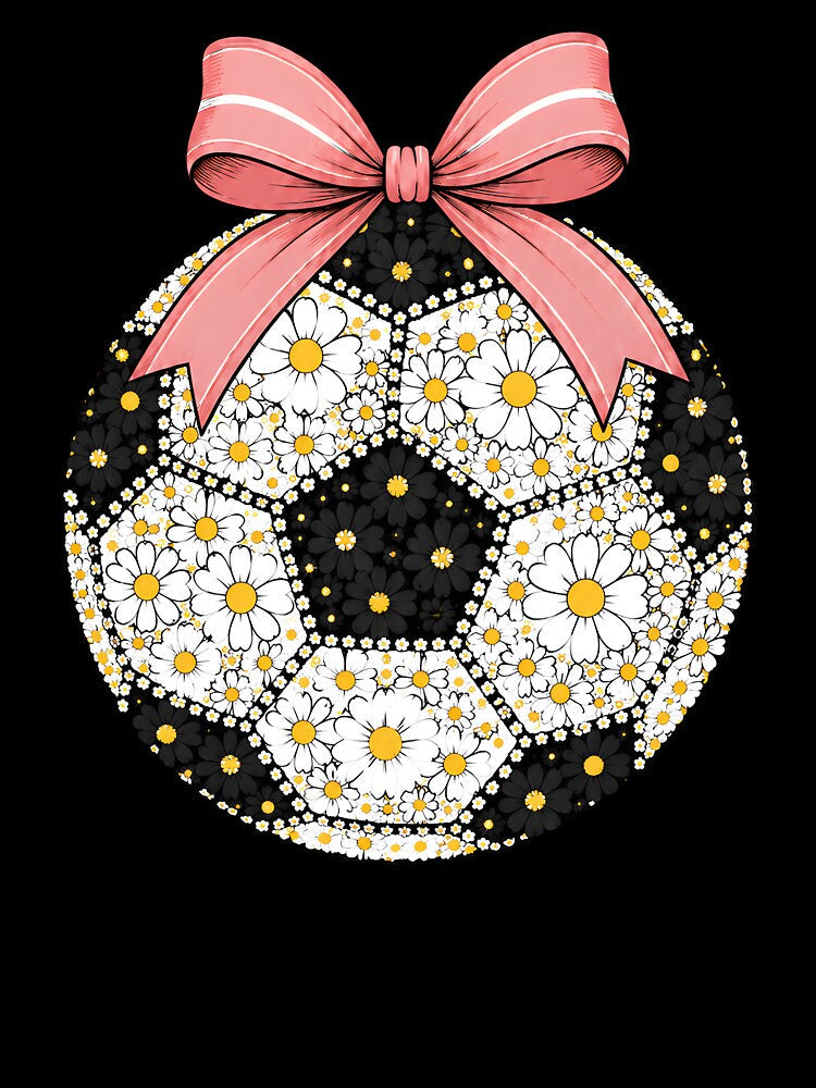 Floral Soccer Ball Pink Bow by GenesixDesign Unisex , , , Long Sleeve Tee