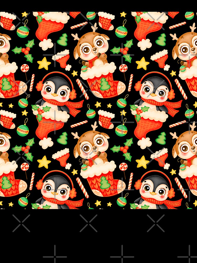 Cute Christmas Pattern - Reindeer Penguin Holiday Stocking by Vibbin4Life33