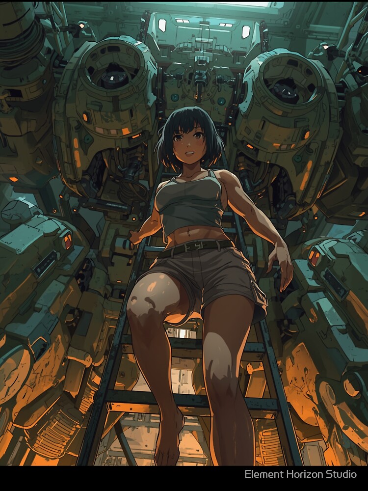 Mech Pilot Descending Through a Futuristic Hangar by Element Horizon Studio