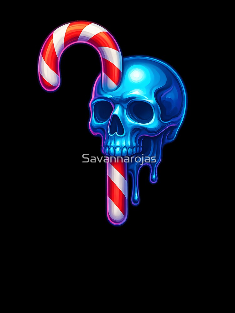 Candy Cane Skull – Neon Christmas by Savannarojas