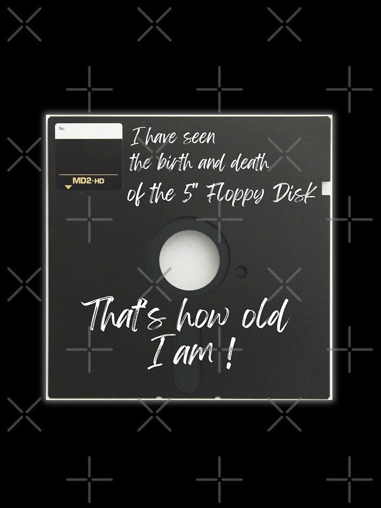 Retro Tech Enthusiast T-Shirt - Birth and Death of the 5" Floppy Disk by Reichcorp