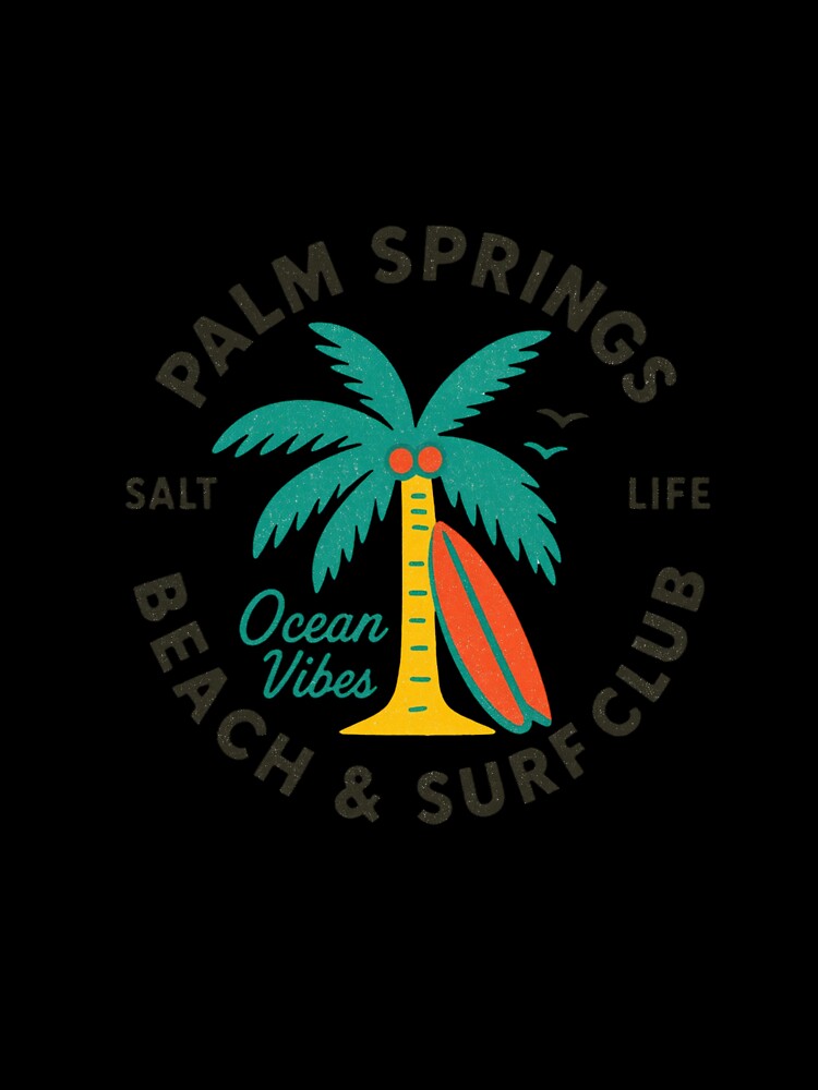 Retro Palm Springs Beach & Surf Club – Vintage Summer Vibes Illustration by Colorful-Garden