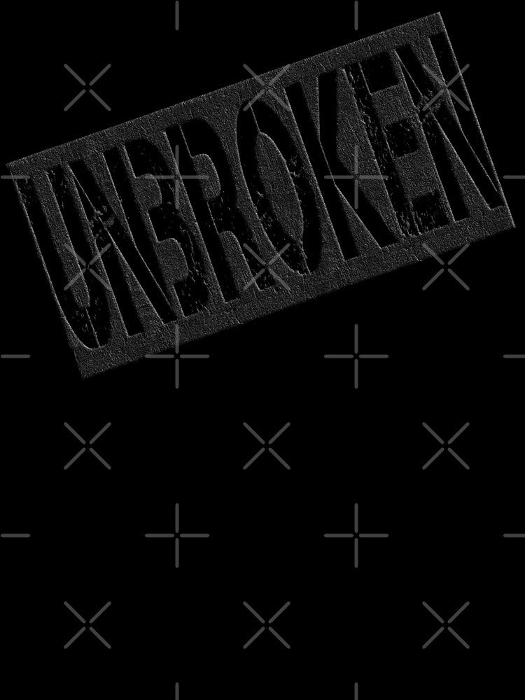 UNBROKEN Distressed Concrete Typography – Dark Industrial Stamp Design by KatBeeTee