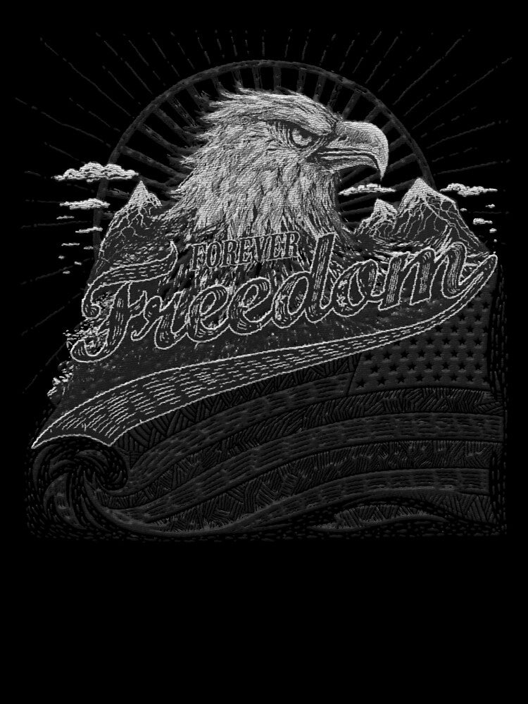 embroidery patch style forever freedom bald eagle sunset american flag illustration by hayrpictures