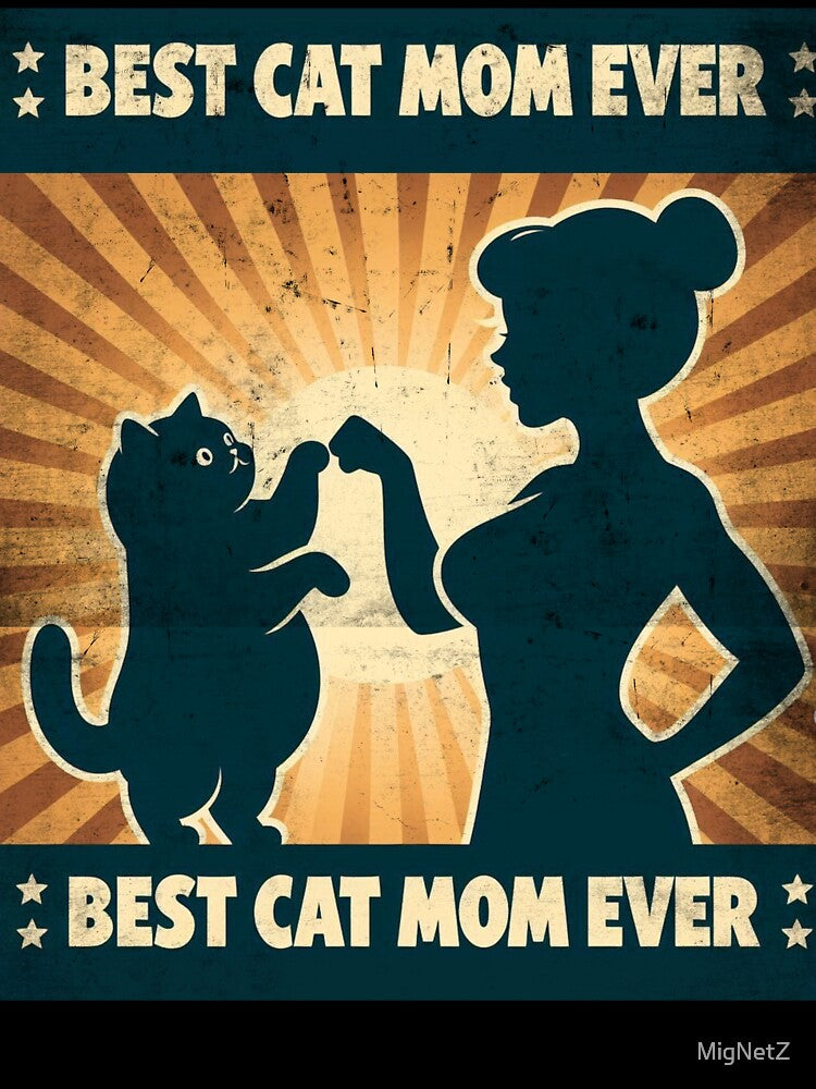 Retro Best Cat Mom Ever Fistbump Design by MigNetZ
