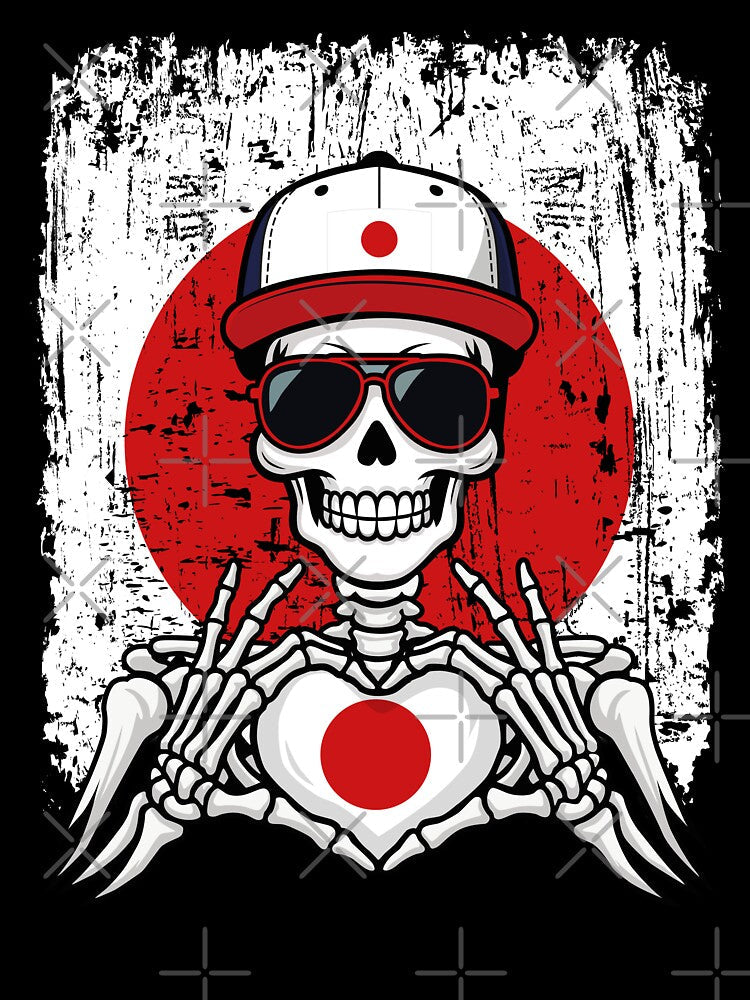 Japan Pride Skeleton Art Tee by Colorful Designs Unisex , , , Long Sleeve Tee
