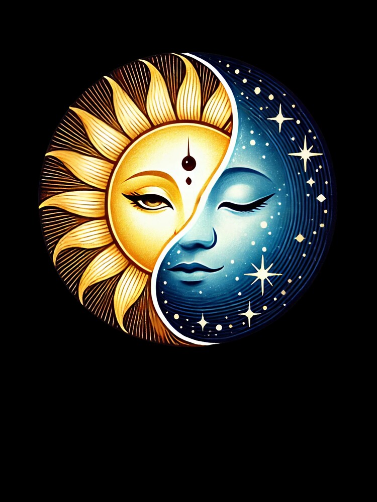 Celestial yin yang sun and moon face – Mystical Celestial Balance by Print On Demand HQ