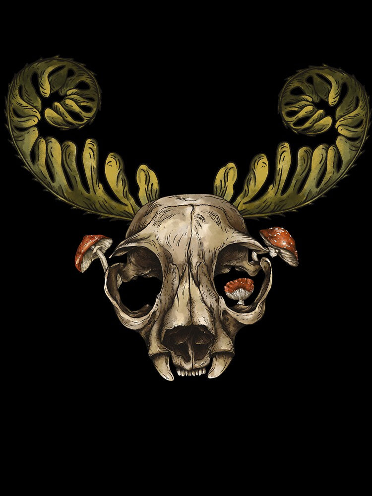 Return to the forest - antler skull mushroom graphic by halesyeahhh